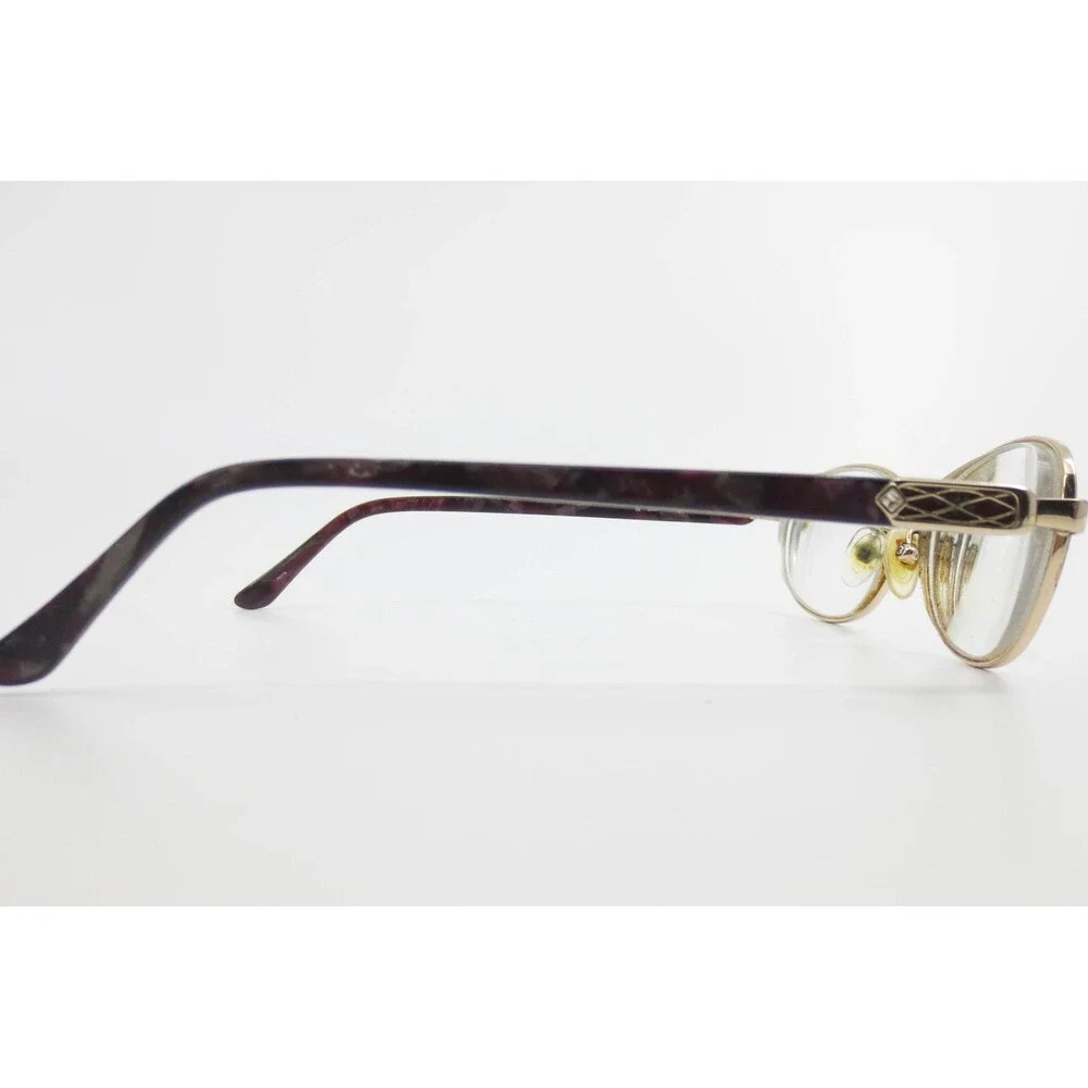 SP4002 YG Gold Tone Oval Eyeglass Frames Purple Marbled Temples 54-15-135